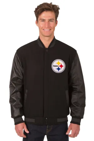 Pittsburgh Steelers Reversible Wool and Leather Jacket