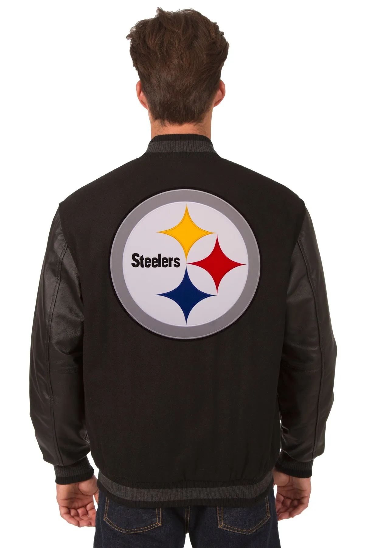 Pittsburgh Steelers Reversible Wool and Leather Jacket