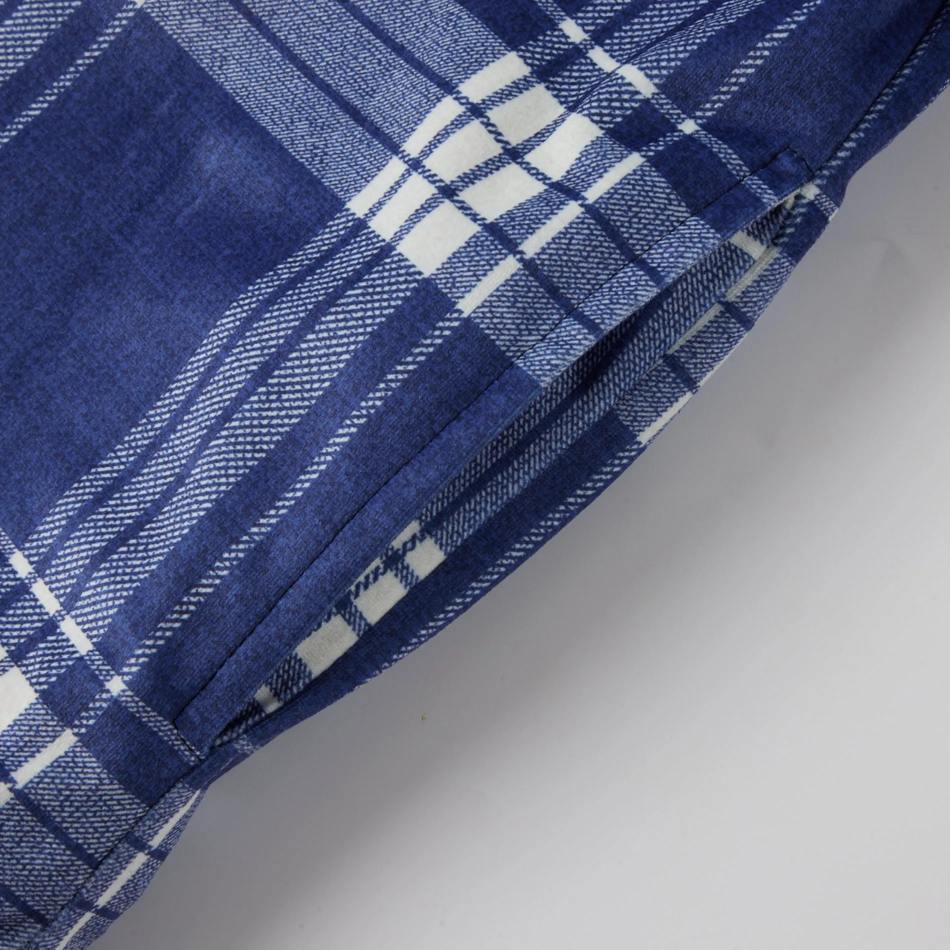 Plaid Sherpa Button Flannel Jacket in Blue