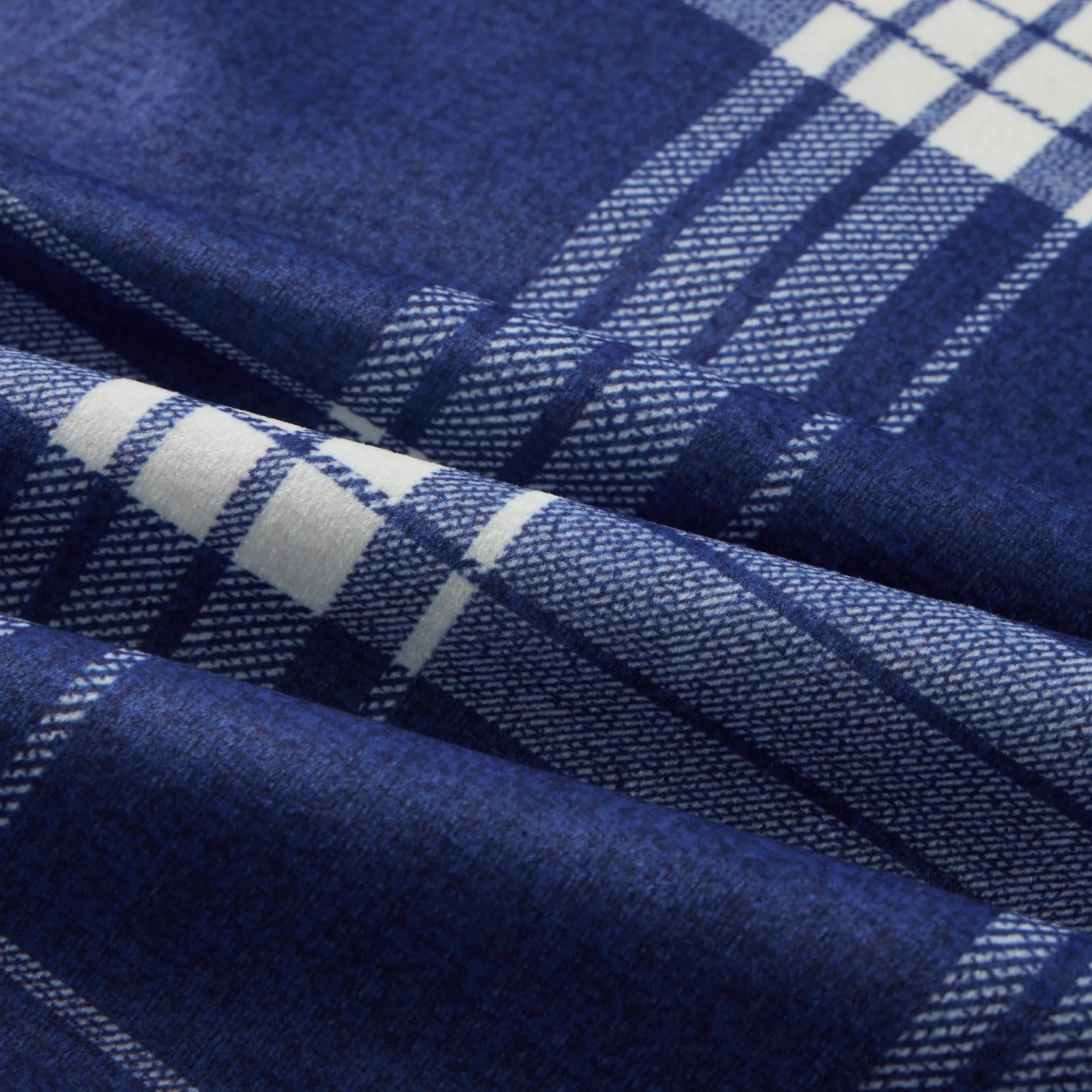 Plaid Sherpa Button Flannel Jacket in Blue