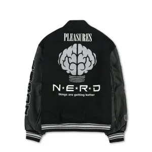 Pleasures Men Nerd Varsity Jacket Black