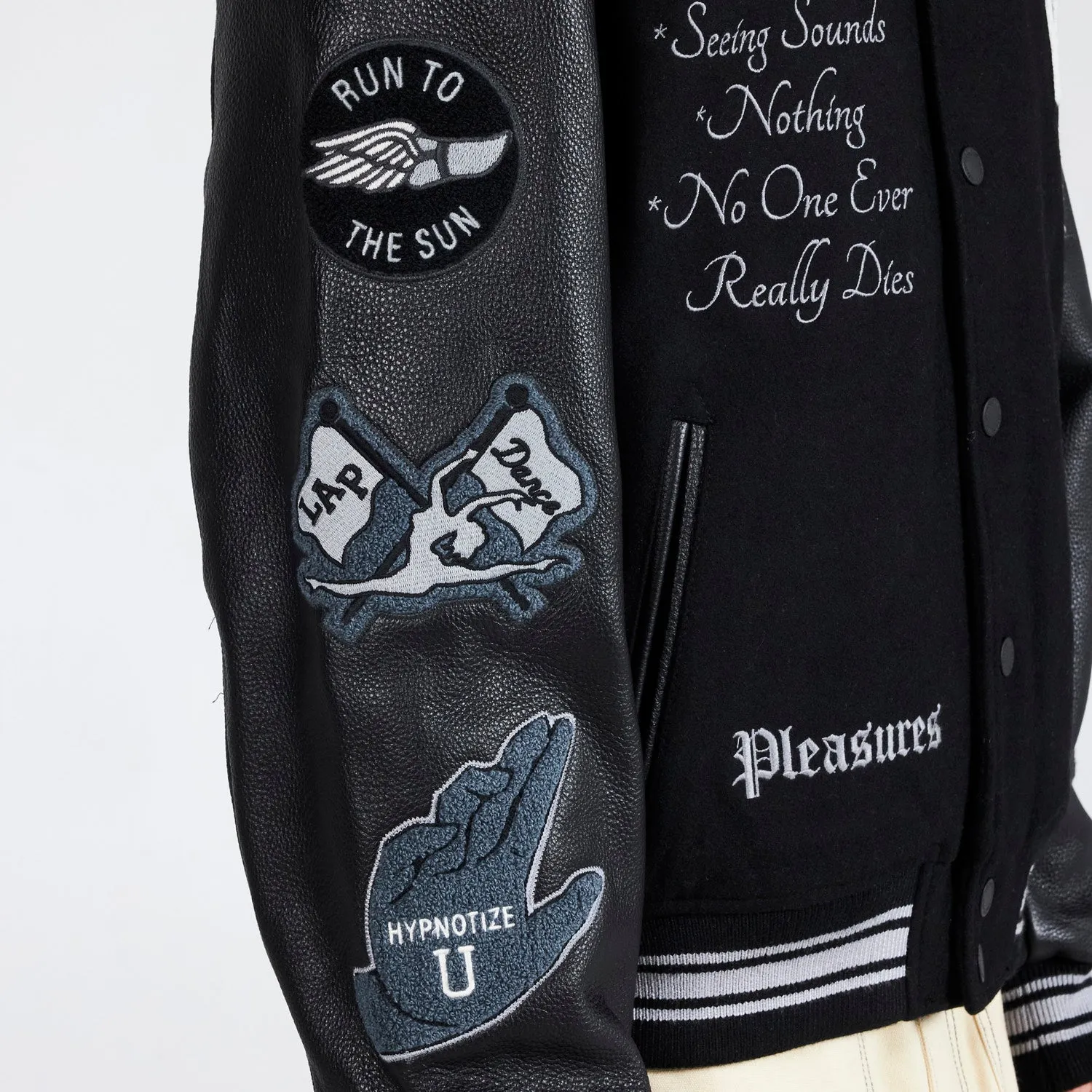 Pleasures Men Nerd Varsity Jacket Black