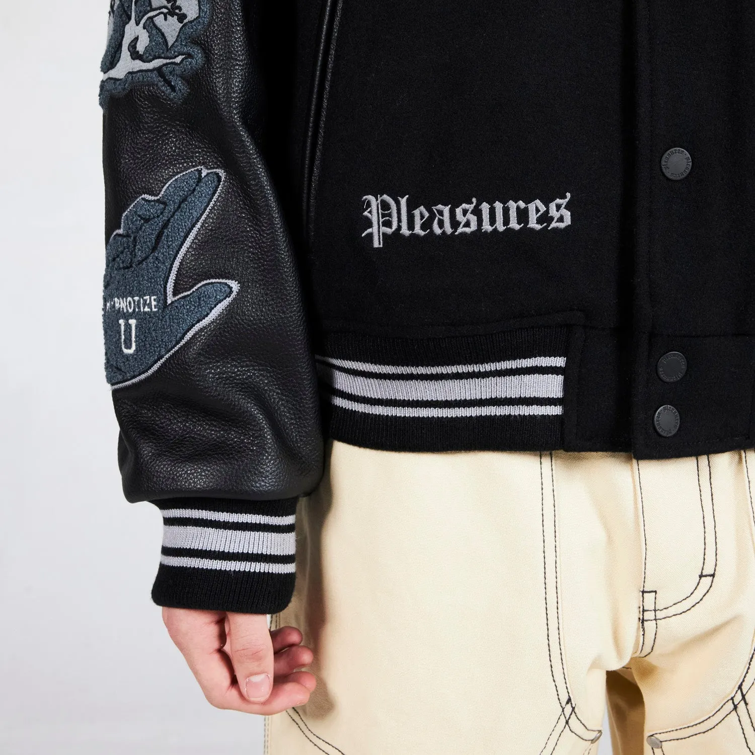 Pleasures Men Nerd Varsity Jacket Black
