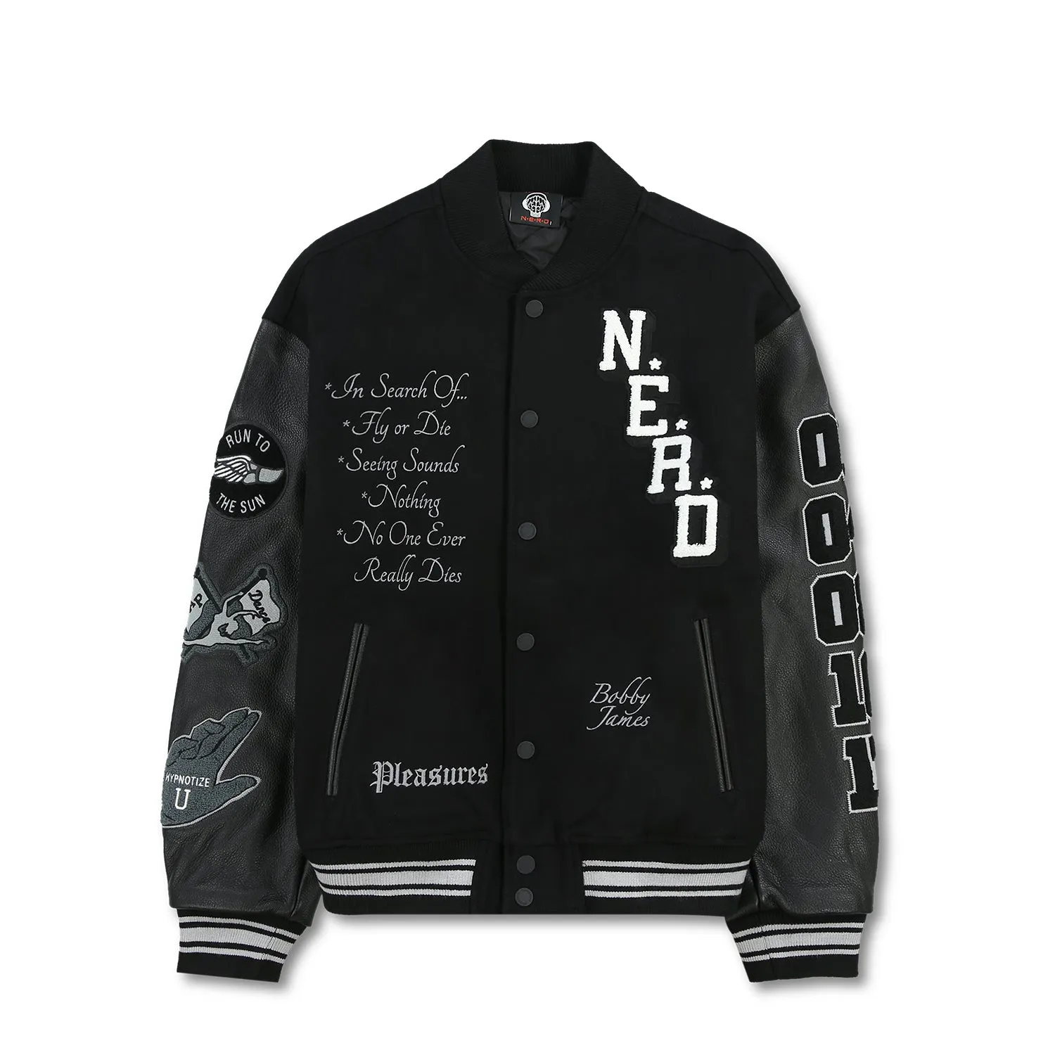 Pleasures Men Nerd Varsity Jacket Black