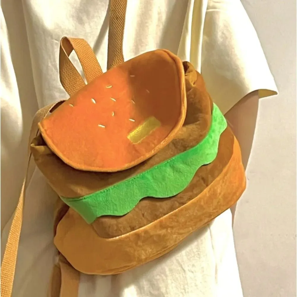 Plush Hamburger Kids Backpack