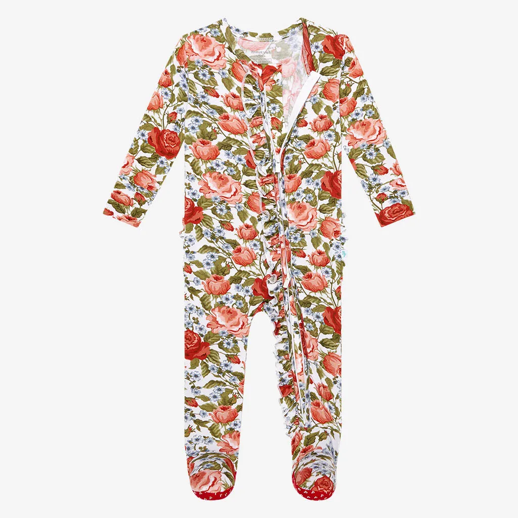 Posh Peanut Alma Ruffled Zippered Footie