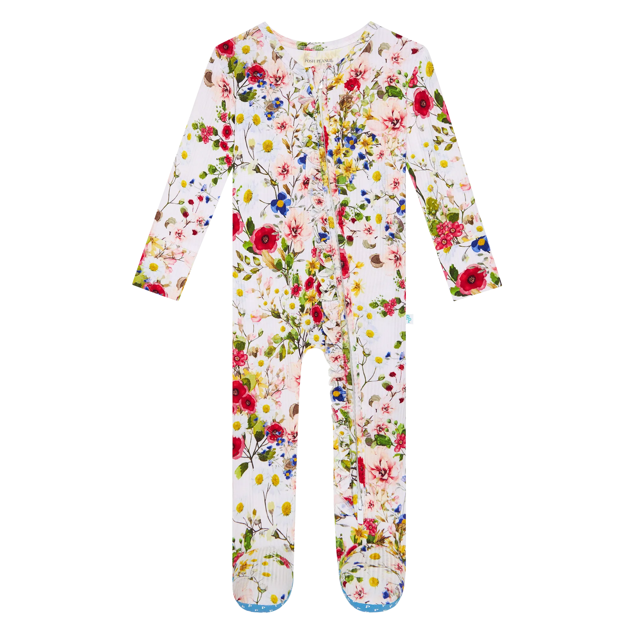 Posh Peanut- Barbara Footie Ruffled Zippered One Piece
