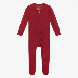 Posh Peanut Bordeaux Waffle Zippered Footie
