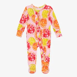 Posh Peanut Citrine Ruffled Zippered Footie
