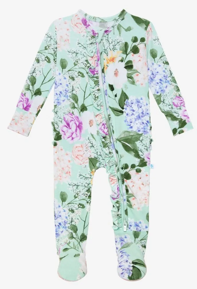 Posh Peanut Erin  Ruffled Zippered Footie