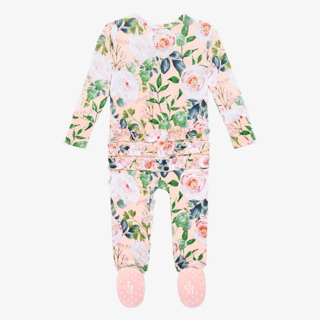 Posh Peanut Harper Ruffled Zippered Footie