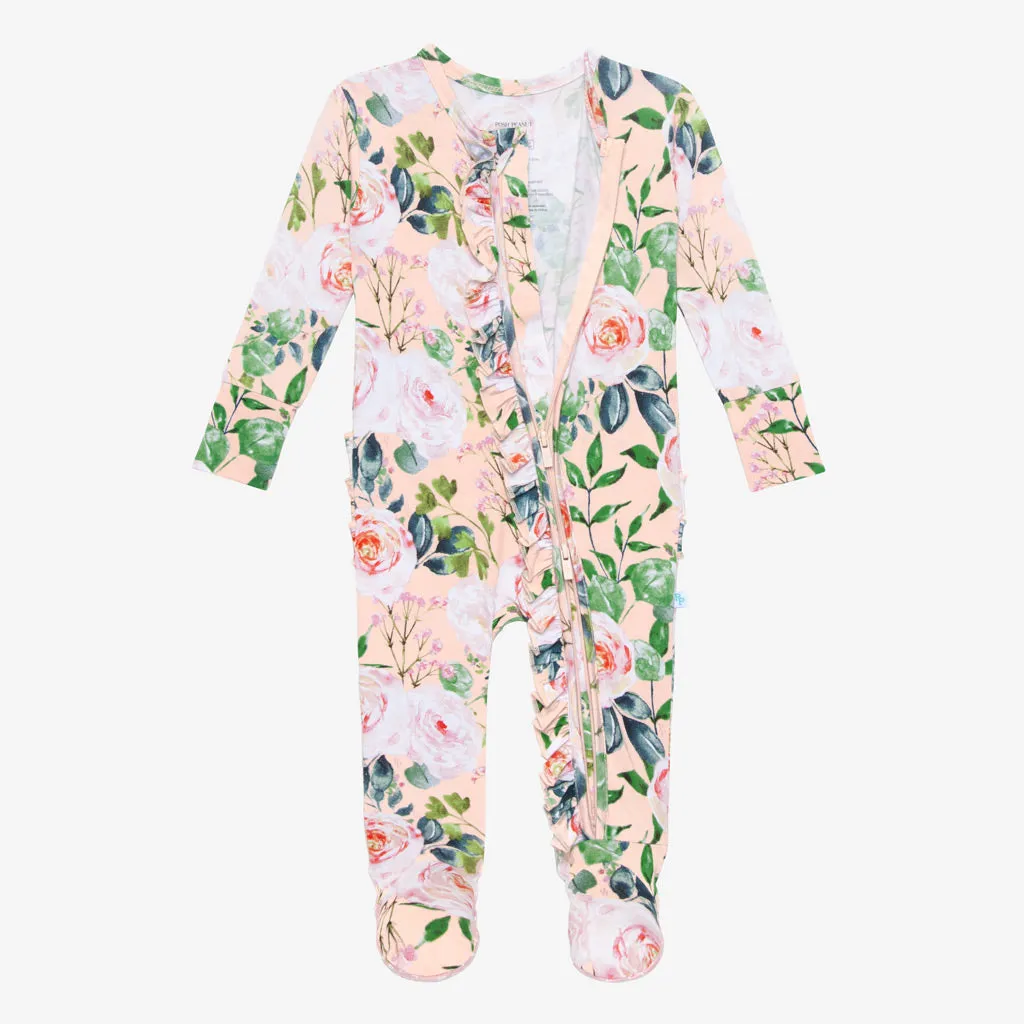 Posh Peanut Harper Ruffled Zippered Footie