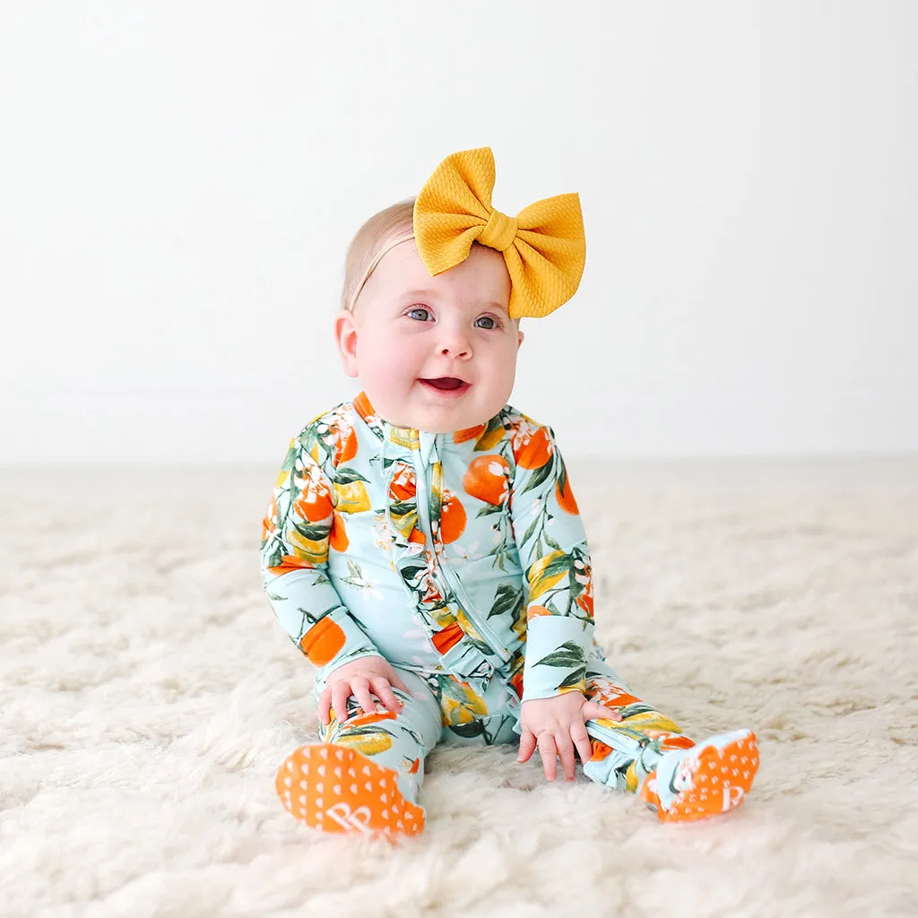 Posh Peanut Mirabella Ruffled Zippered Footie