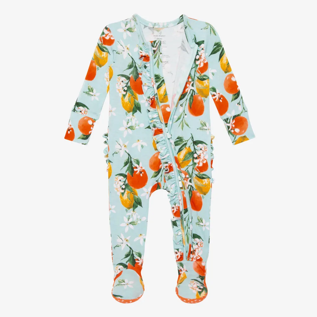 Posh Peanut Mirabella Ruffled Zippered Footie