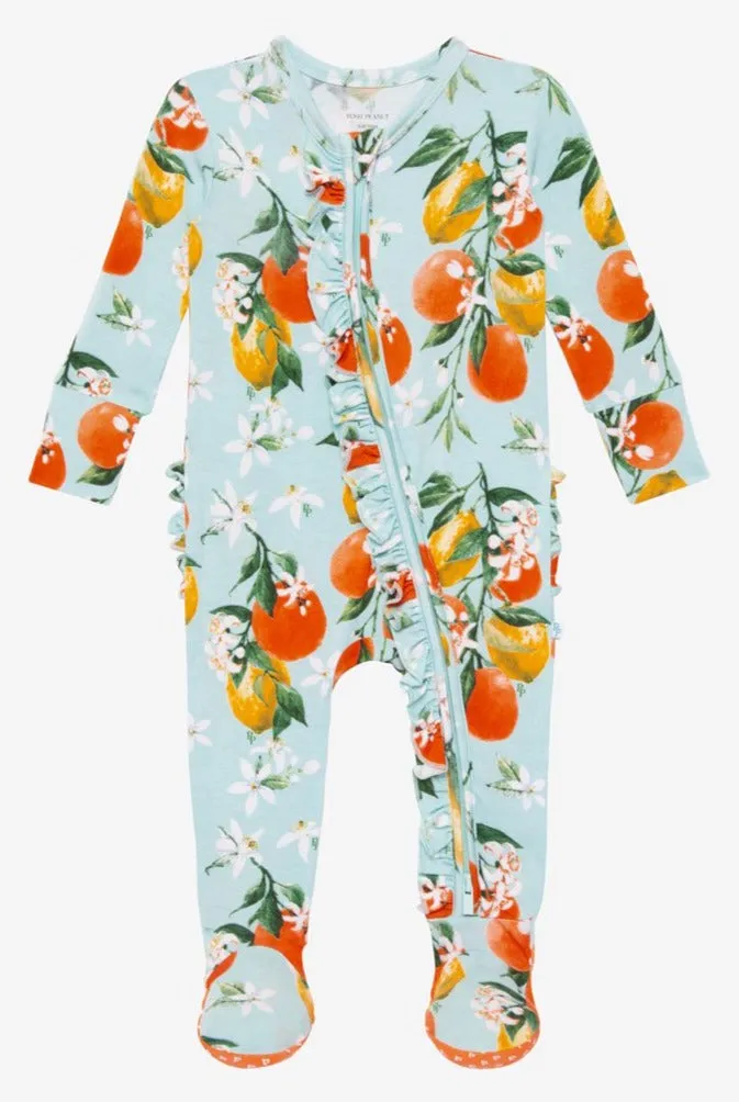 Posh Peanut Mirabella Ruffled Zippered Footie