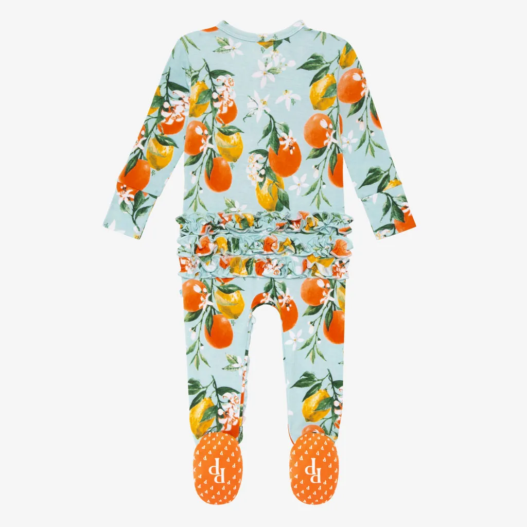 Posh Peanut Mirabella Ruffled Zippered Footie