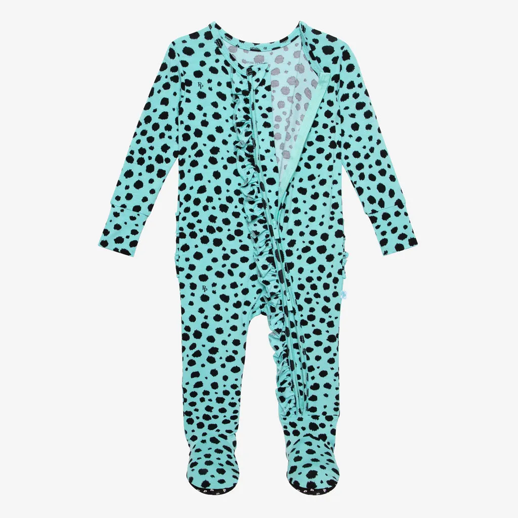 Posh Peanut Pebbles Ruffled Zippered Footie