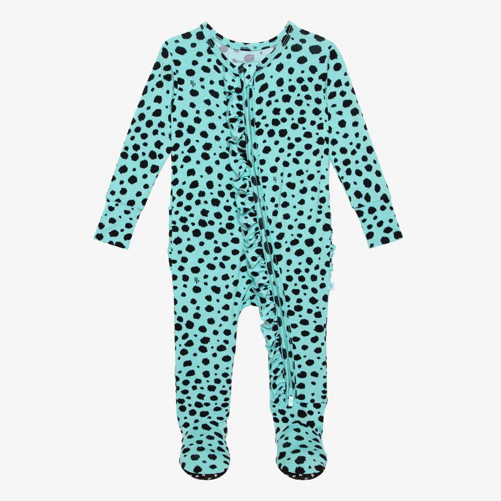 Posh Peanut Pebbles Ruffled Zippered Footie