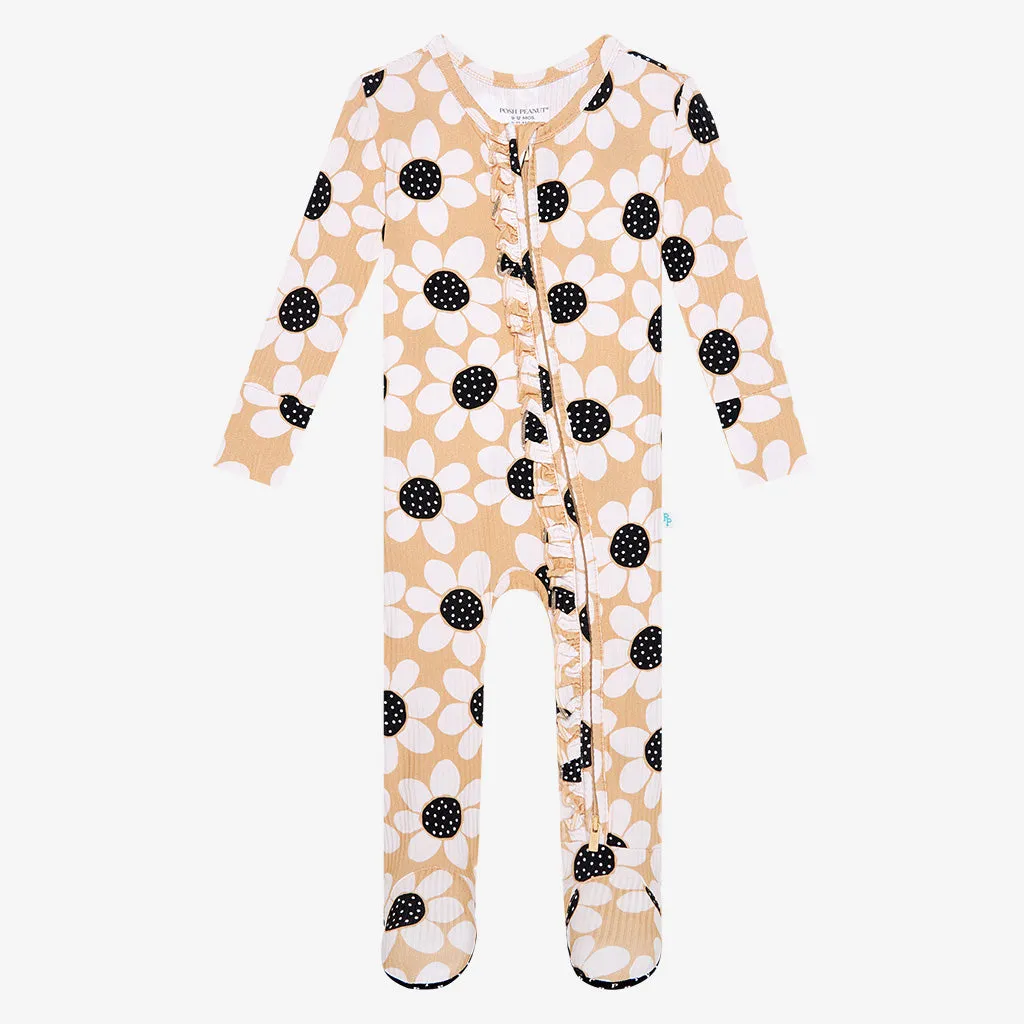 Posh Peanut Reagan Ruffled Zippered Footie
