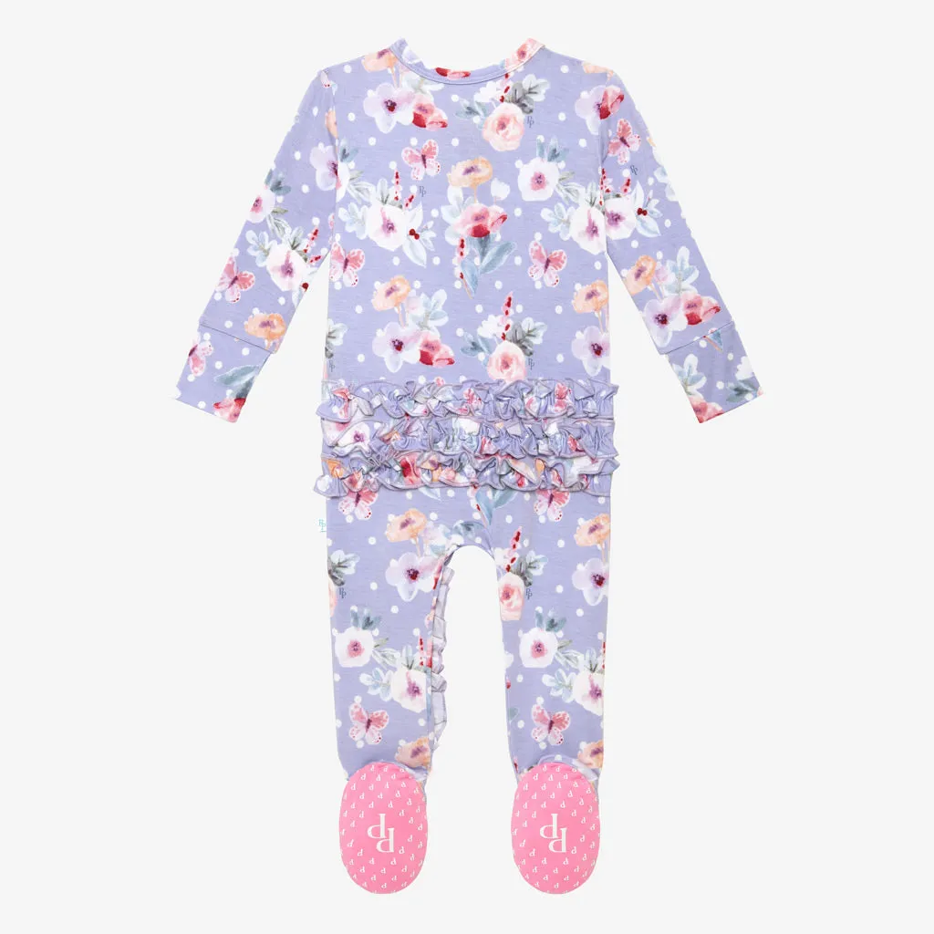 Posh Peanut Samantha Ruffled Zippered Footie