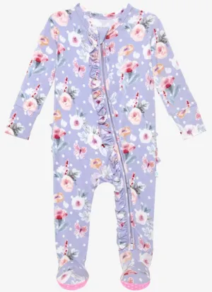 Posh Peanut Samantha Ruffled Zippered Footie
