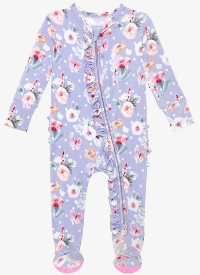 Posh Peanut Samantha Ruffled Zippered Footie