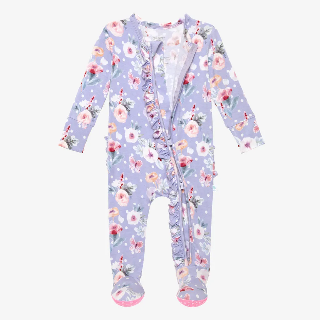 Posh Peanut Samantha Ruffled Zippered Footie