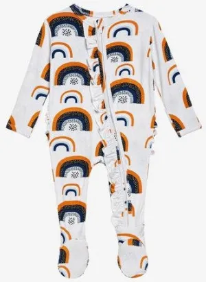 Posh Peanut Silverlake Rainbow Ruffled Zippered Footie