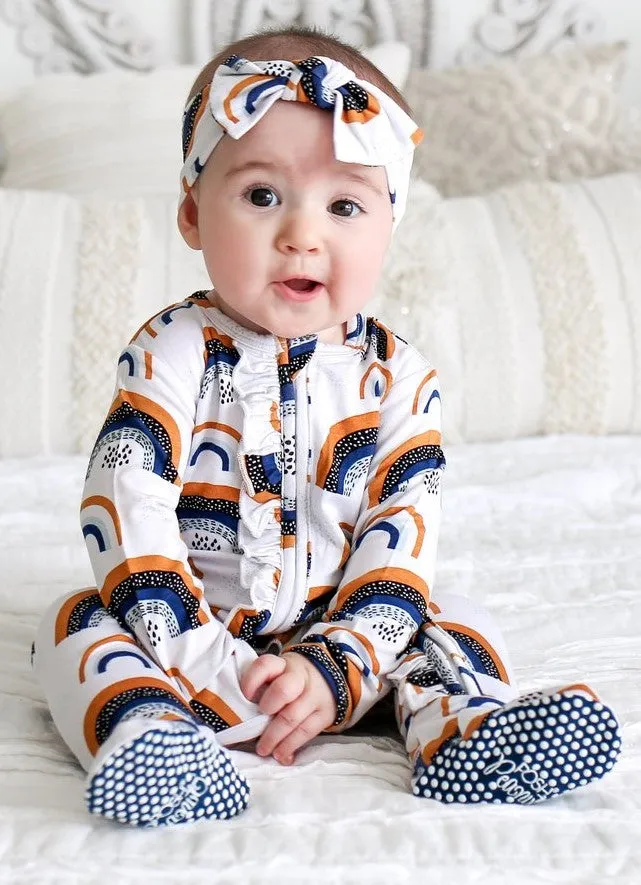 Posh Peanut Silverlake Rainbow Ruffled Zippered Footie
