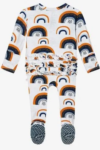 Posh Peanut Silverlake Rainbow Ruffled Zippered Footie
