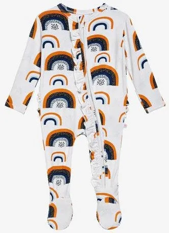 Posh Peanut Silverlake Rainbow Ruffled Zippered Footie