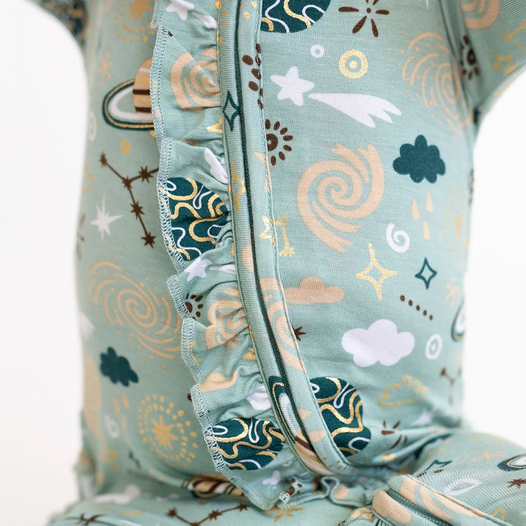 Posh Peanut To the Stars Ruffled Zippered Footie