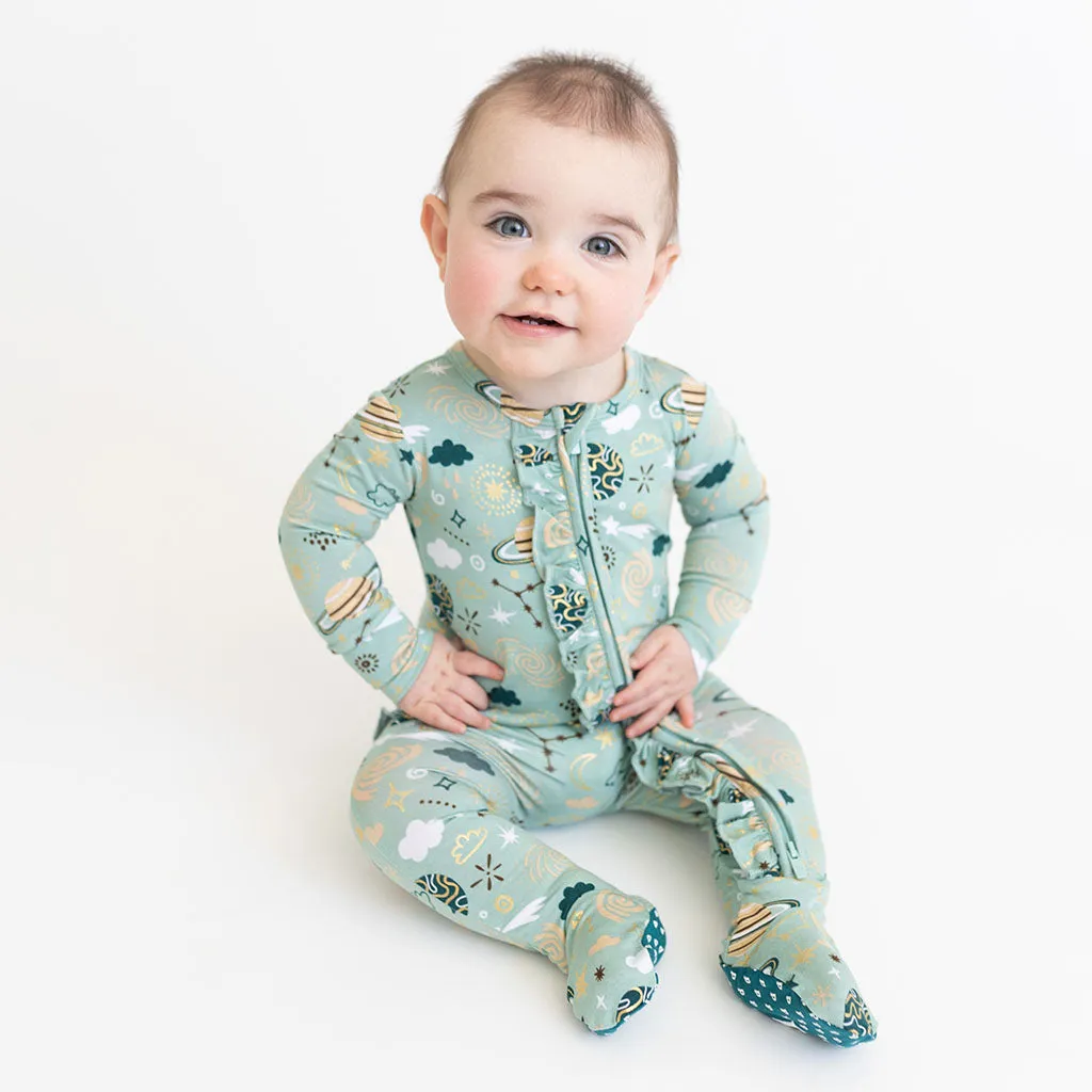 Posh Peanut To the Stars Ruffled Zippered Footie