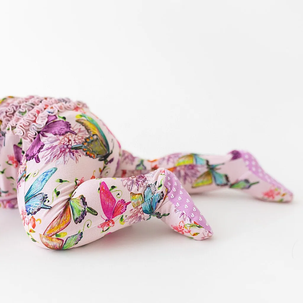 Posh Peanut Watercolor Butterfly Ruffled Zippered Footie