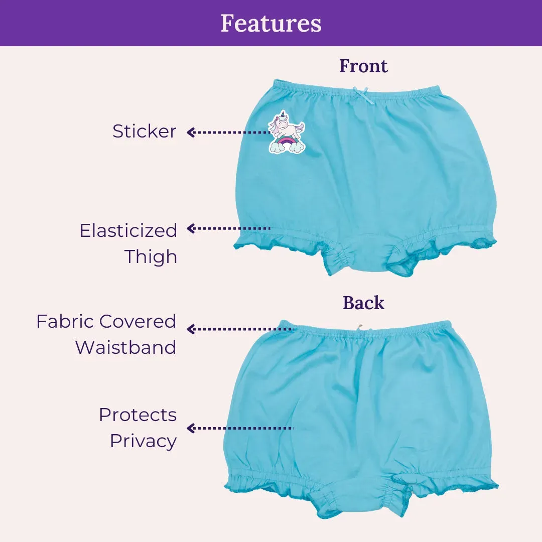 Power Of Choice Girl's Bloomers | Free DIY Iron On Stickers | Ultra Soft Waistband | Protects Privacy | 7 Pack