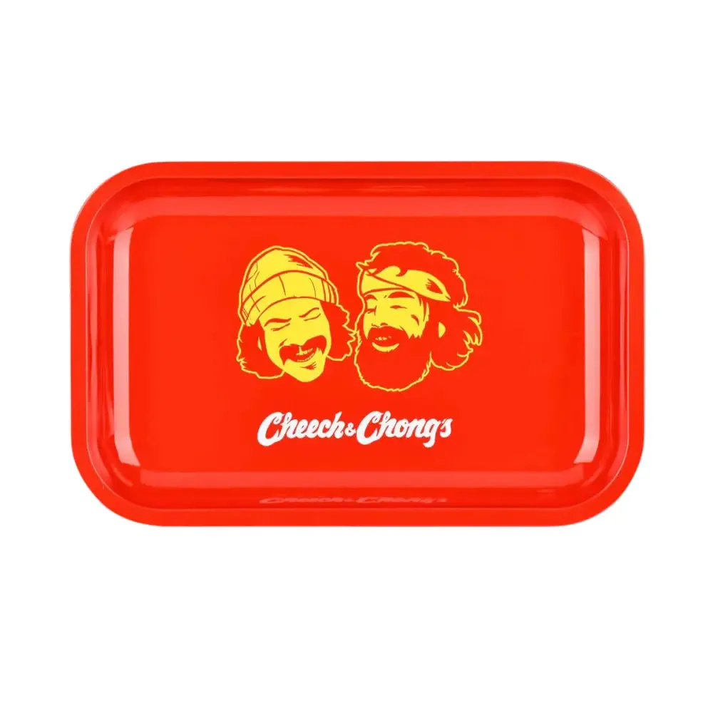 Pulsar X Cheech & Chong - Red Faces Metal Rolling Tray with Lid - Medium
