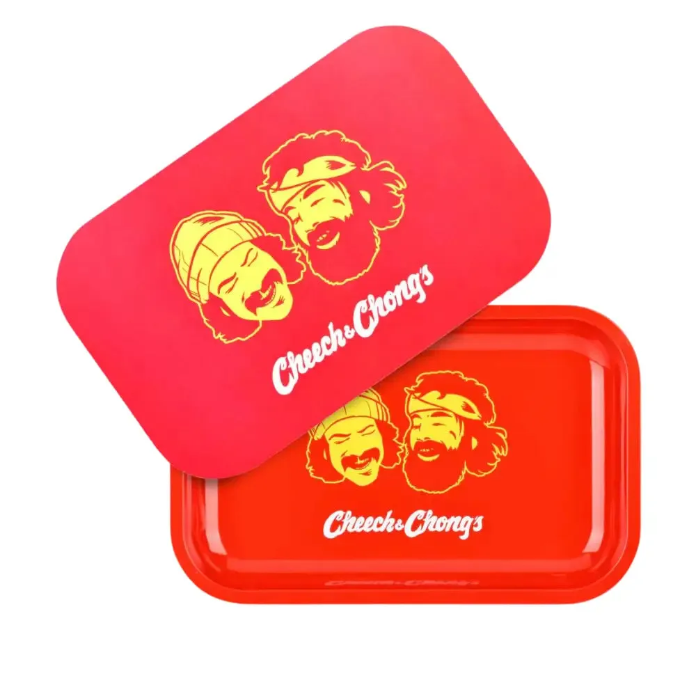Pulsar X Cheech & Chong - Red Faces Metal Rolling Tray with Lid - Medium