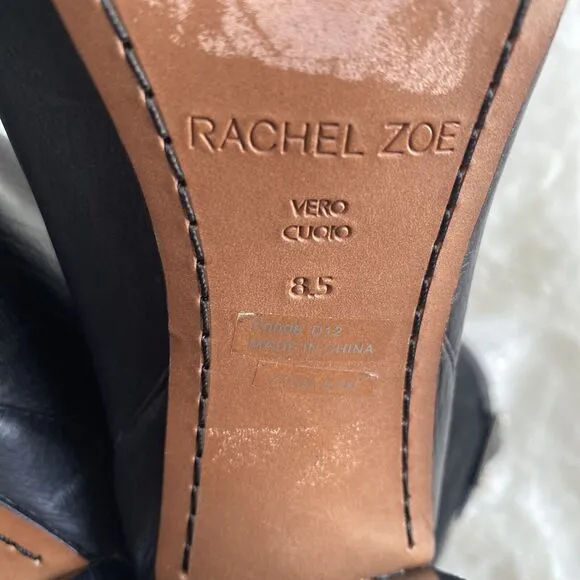 Rachel Zoe Women's 8.5 Claudia Black Leather Suede Slouch Buckle‎ Heeled Boot