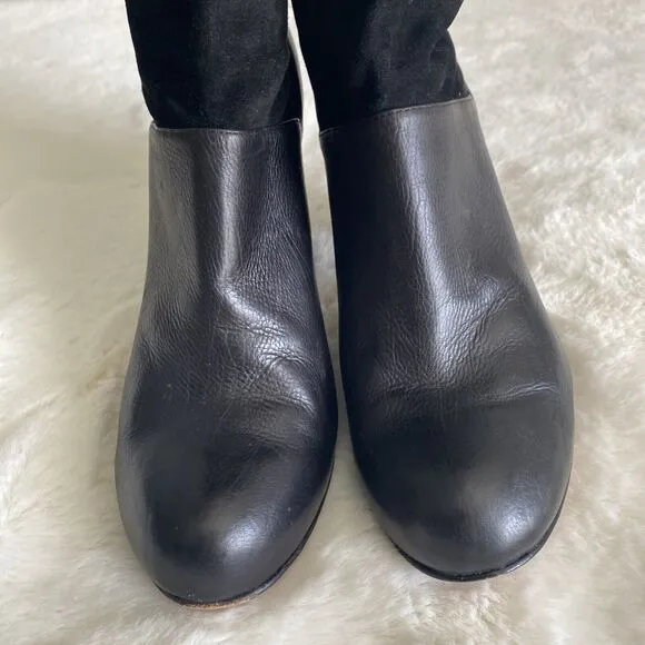 Rachel Zoe Women's 8.5 Claudia Black Leather Suede Slouch Buckle‎ Heeled Boot