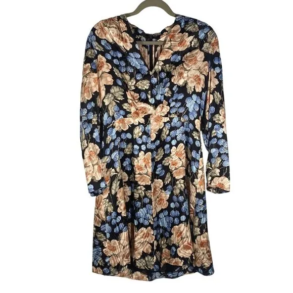 Rebecca Taylor silk long sleeve floral mini dress women’s 10