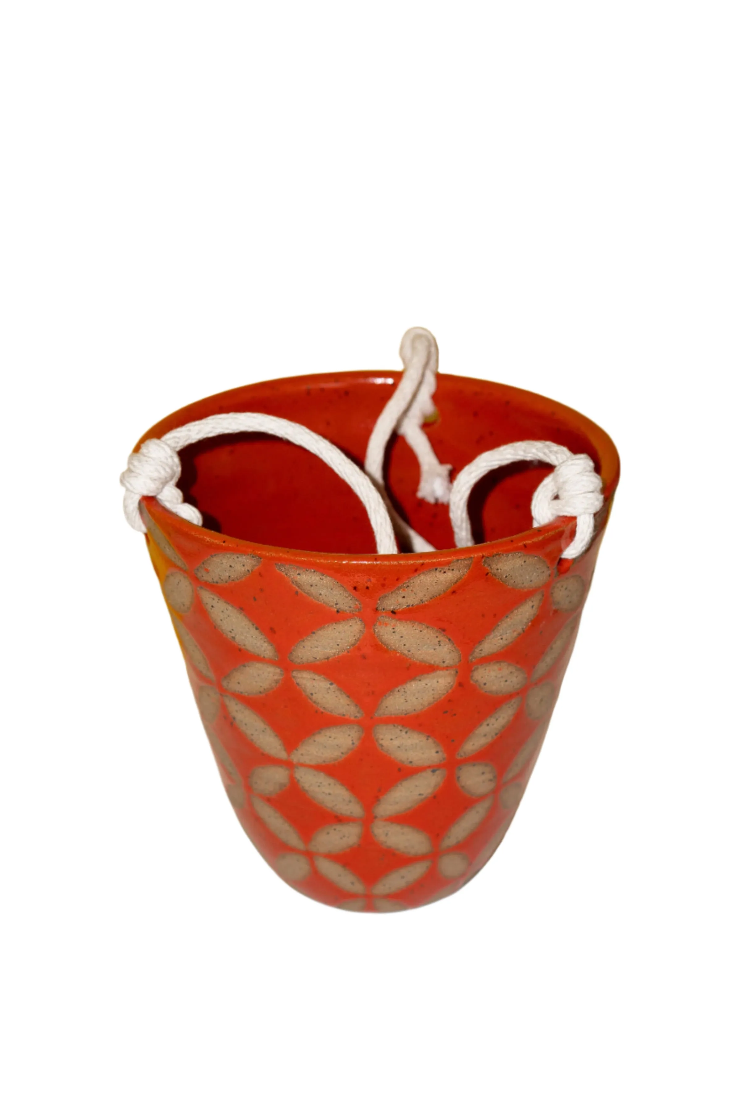 Red Patterned Stoneware Planter