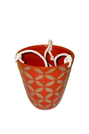 Red Patterned Stoneware Planter