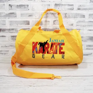 Red Teal Marbled Personalized Karate Tote or Duffle Bag