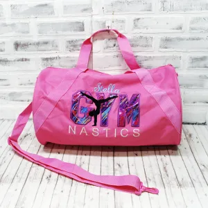 Retro Sparkle Pink Purple Gymnastics Personalized Duffle or Tote Bag
