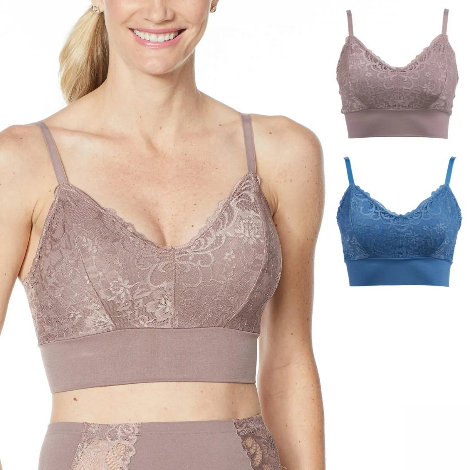 Rhonda Shear 2 Pack Lace Leisure Bras With Removable Pads