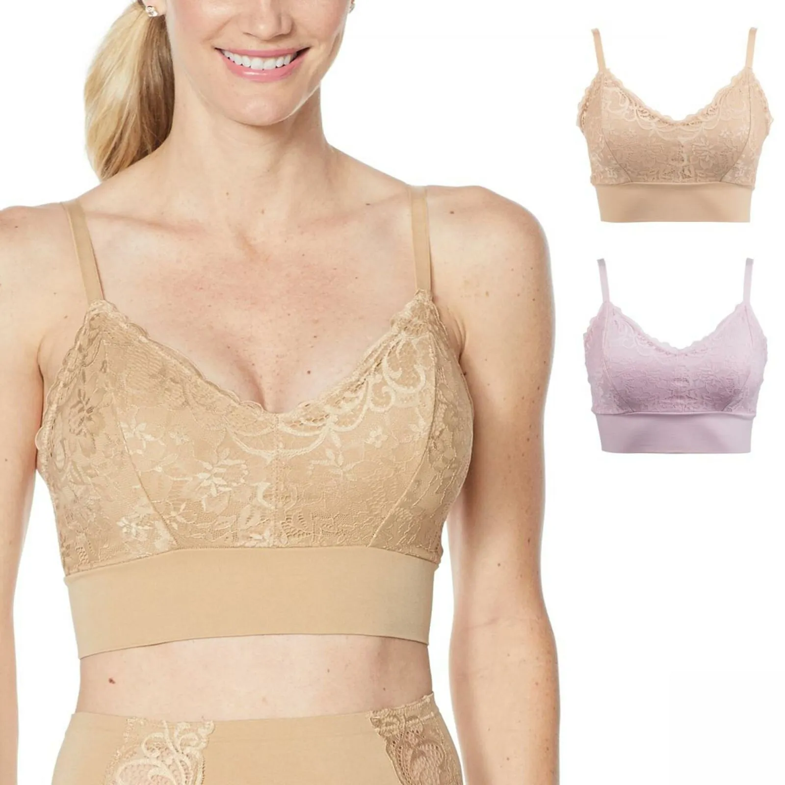 Rhonda Shear 2 Pack Lace Leisure Bras With Removable Pads