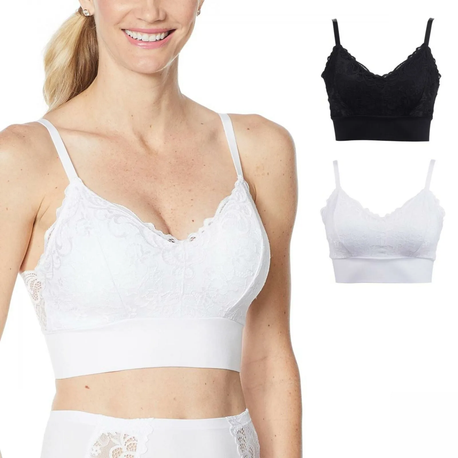 Rhonda Shear 2 Pack Lace Leisure Bras With Removable Pads