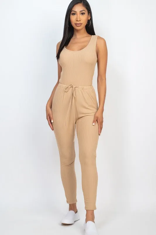 Ribbed Sleeveless Jumpsuit