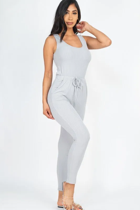 Ribbed Sleeveless Jumpsuit
