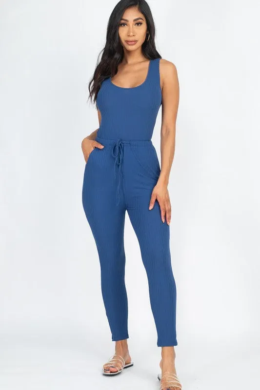 Ribbed Sleeveless Jumpsuit